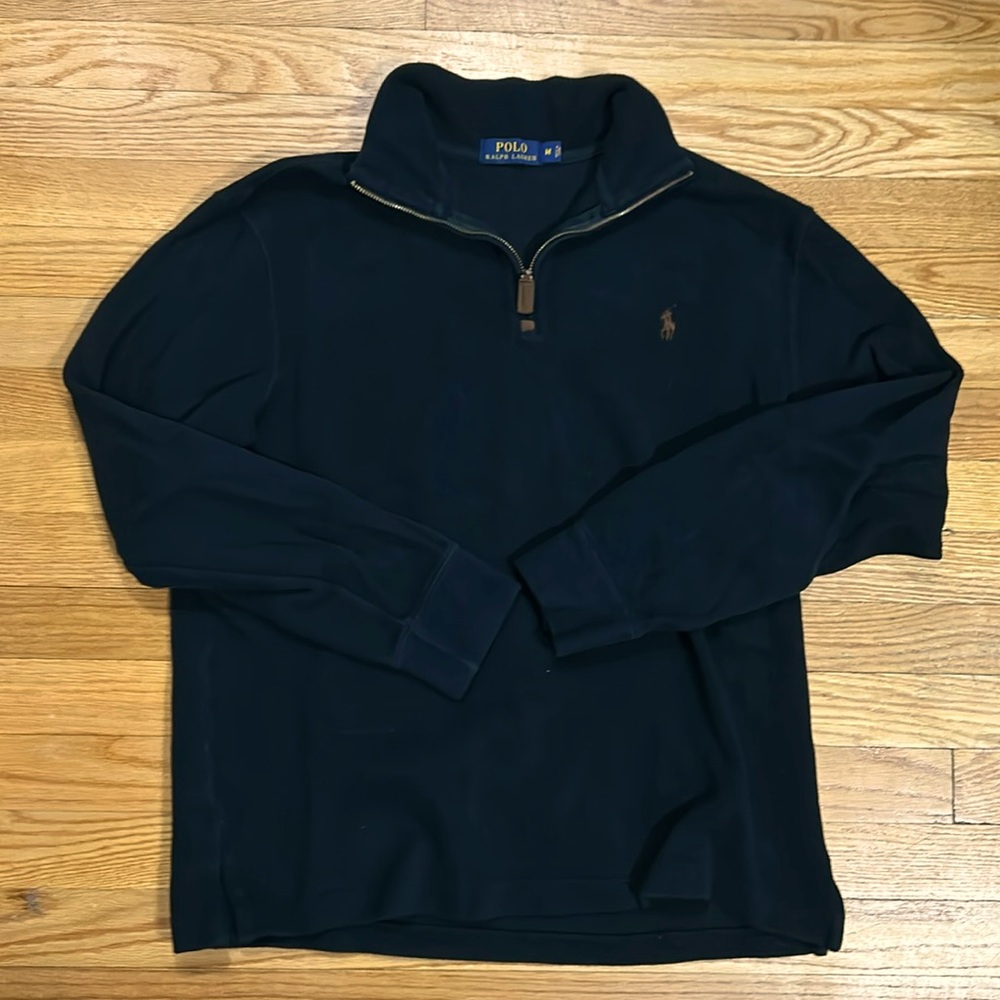 Men’s Polo Ralph Lauren Collared Sweater. Black. Men’s Medium.